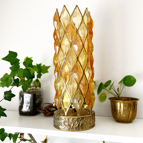 Yellow and Amber Glass Lamp