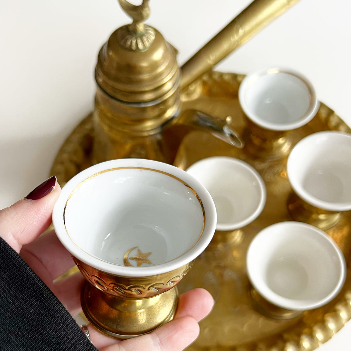Pure Brass Tea Set Brass Teapot Brass Tea Cup Thickened Brass Tea Set Retro Tea  Set Health Gift (Carved Orchid) : : Home