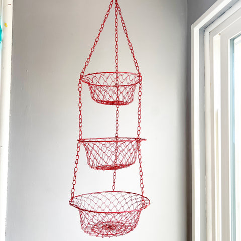 Hanging 3 Tier Basket in Red