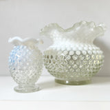 Pair of Fenton Opalescent Milk Glass Vases