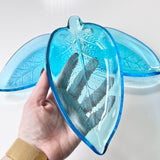 Blue Glass Nesting Leaf Dishes