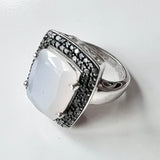 Sterling Silver Moonstone and Marcasite Ring