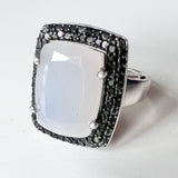 Sterling Silver Moonstone and Marcasite Ring