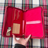 Red Leather Zip Organizer