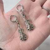 Sterling Violin Earrings