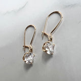 14K Gold Drop Earrings with Crystals