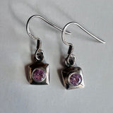Sterling Silver Earrings with Pink Crystal