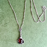 Sterling Amber Pendant Necklace