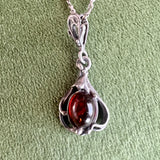 Sterling Amber Pendant Necklace