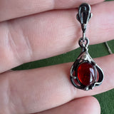 Sterling Amber Pendant Necklace
