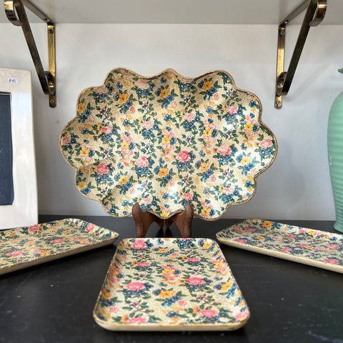 Floral Alcohol Proof Tray Set