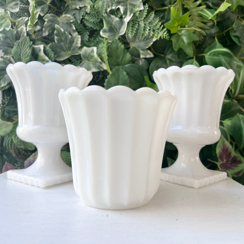 Trio of Milk Glass Planters