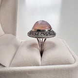Rose Pink Quartz Sterling Sajen Ring