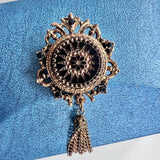 Black Stone Tassel Brooch