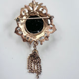 Black Stone Tassel Brooch