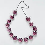 Deco Purple Glass Bead Necklace on Sterling Chain