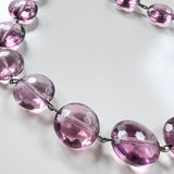 Deco Purple Glass Bead Necklace on Sterling Chain