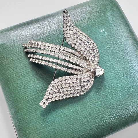 Rhinestone Bird Brooch