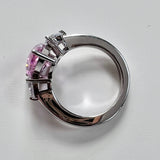 Sterling Pear Cut Pink Topaz Ring with CZ stones for LYNDA