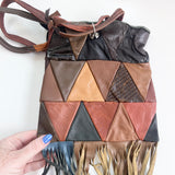 Genuine Leather Patchwork Fringe Handbag