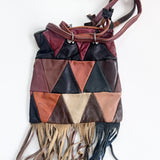 Genuine Leather Patchwork Fringe Handbag