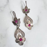 Antique Sterling and Ruby Earrings
