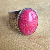 Red Coral and Sterling Ring