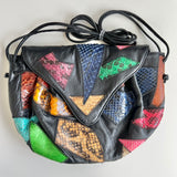 Black Patchwork Snakeskin Purse