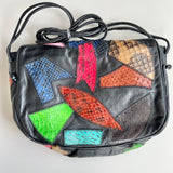 Black Patchwork Snakeskin Purse
