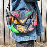 Black Patchwork Snakeskin Purse