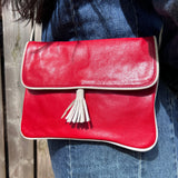 Red Leather Fringe Purse for LYNDA