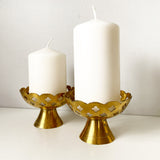 Pair of Brass Pedestal Candlesticks