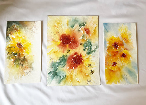 Sunflower Original Watercolours by Stacie Powell