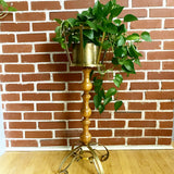 Wood and Gold Metal Plant Stand