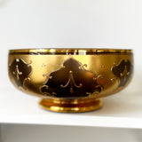 Czech Bohemia Glass Black and Gold Handpainted Bowl