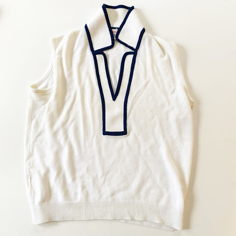 Mod Vest White with Navy