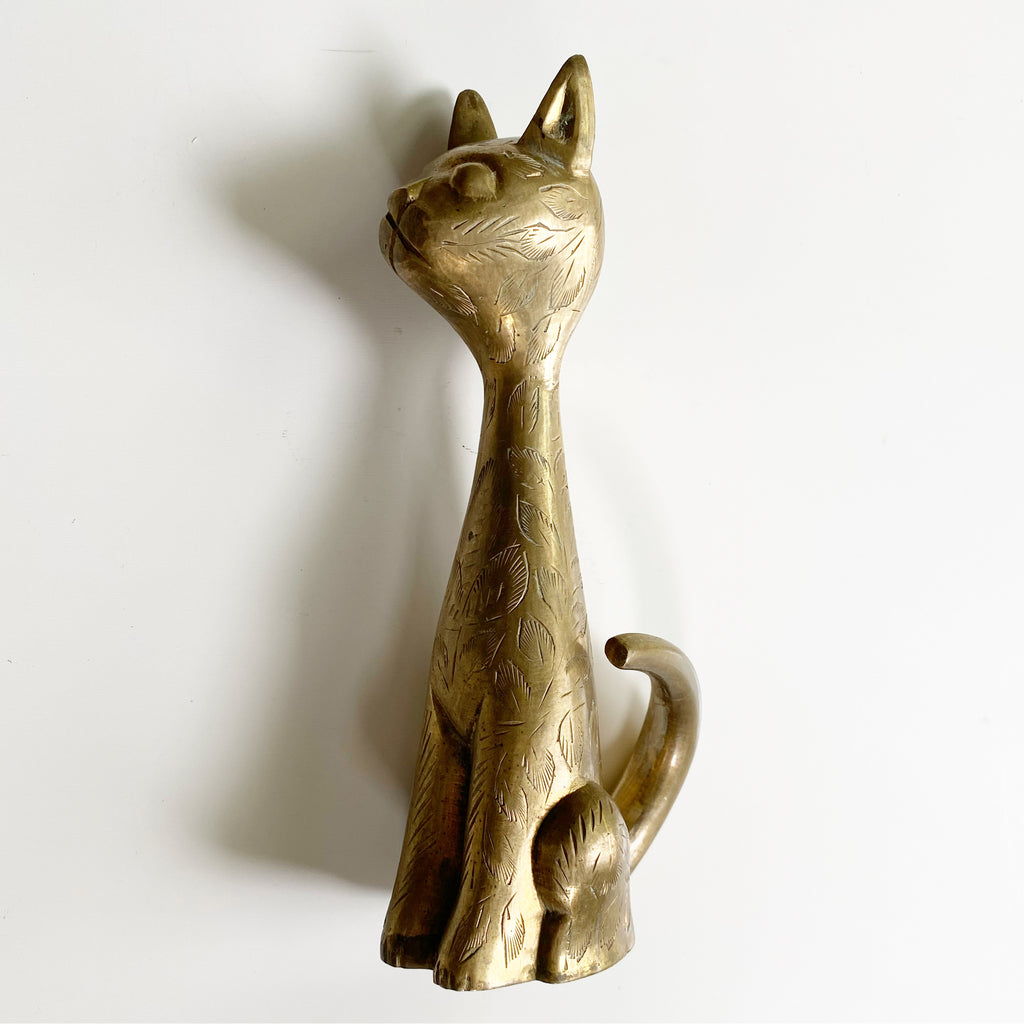 Tall Etched Brass Cat – What These Old Things NS