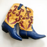 Vintage Nine West Women's 6.5 M Ronnee Cowboy Boots Leather Lizard