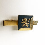 Gold Tone with Lion on Grey Vintage Tie Clip