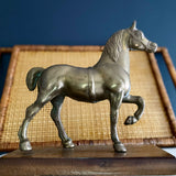 Brass Horse on Wood Stand