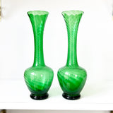 Set of Green Glass Vases