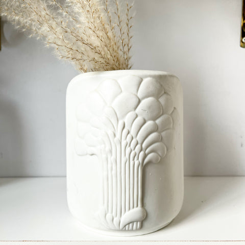 White Floral Bisque Vase