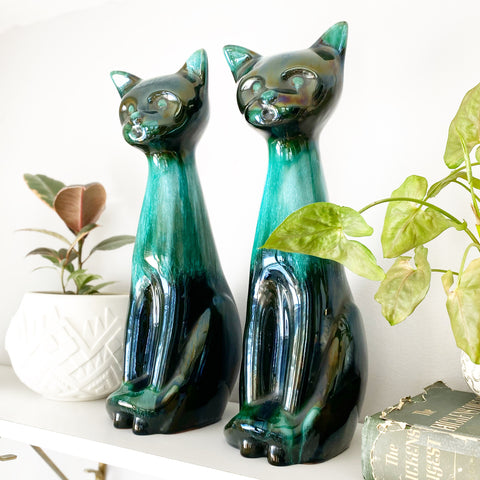 Pair of Large Blue Mountain Pottery Cats
