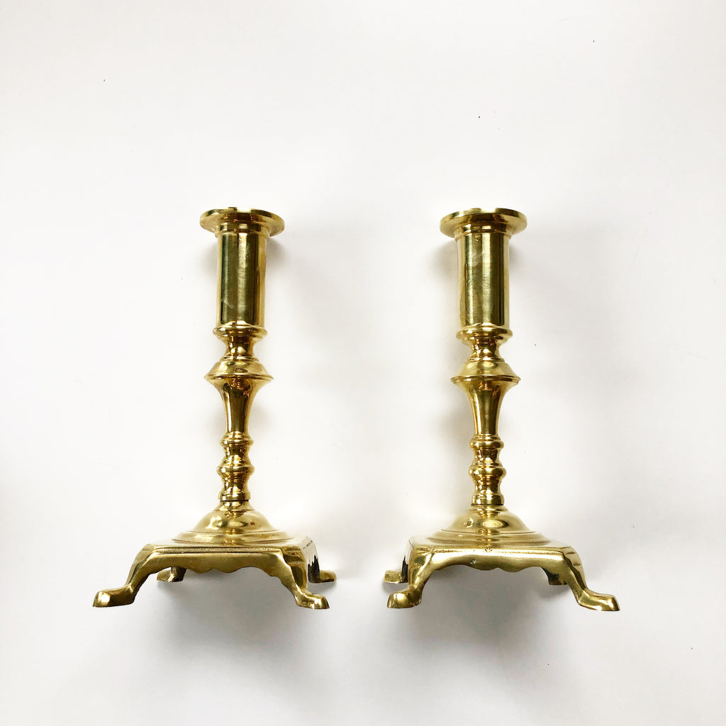 Pair Danish Brass Candlesticks