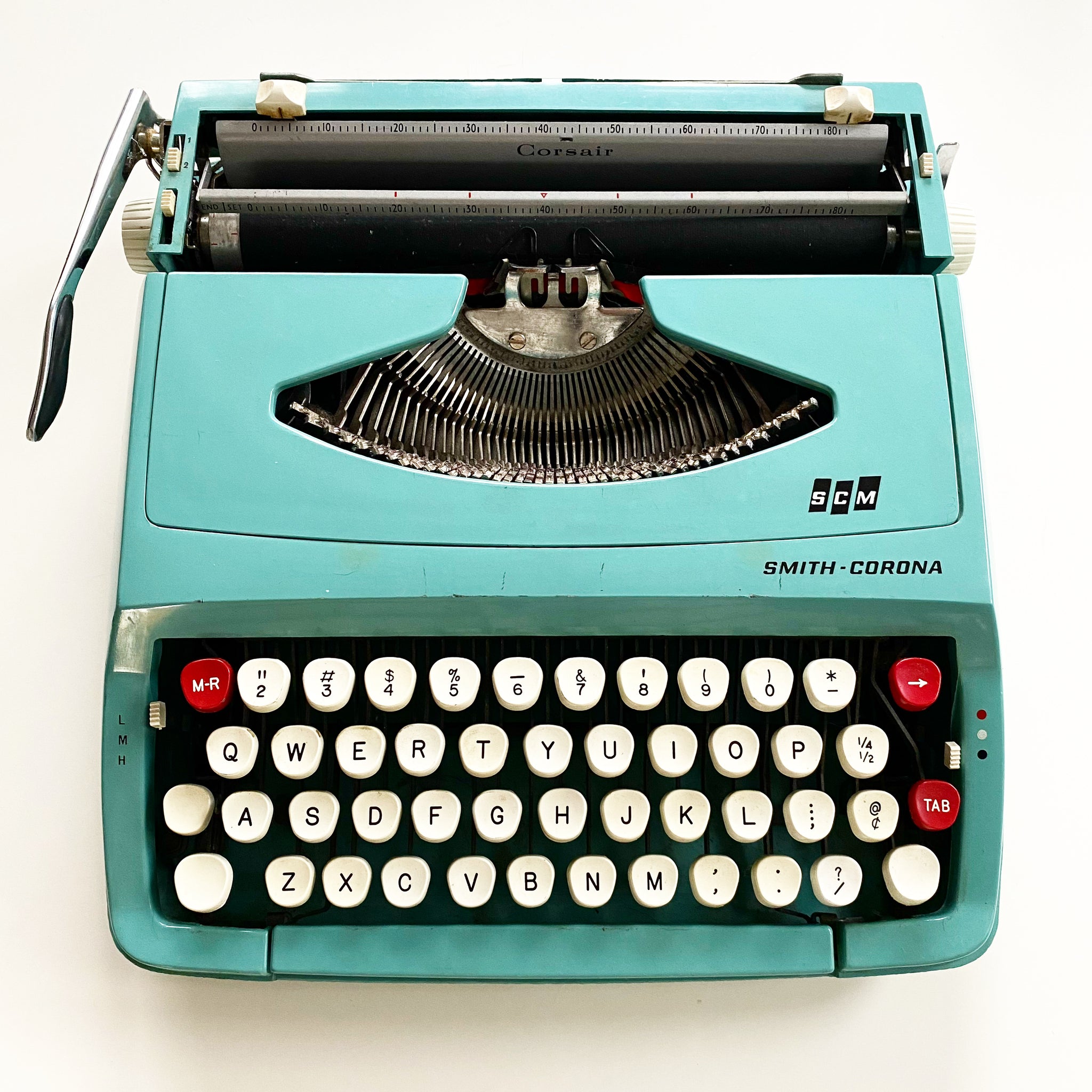 Teal vintage smith corona factory typewriter