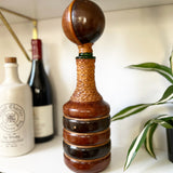 Italian Leather Wrapped Green Glass Decanter