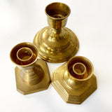 Trio of Eclectic Brass Candlesticks