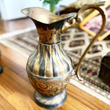 Large Brass and Black Etched Pitcher