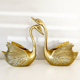 Pair of Brass Swan Planters