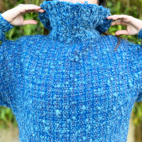 The Village Weavery Blue Bubble Knit Sweater